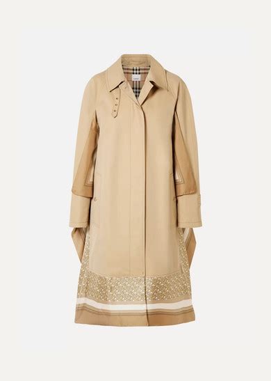 burberry printed silk-paneled cotton-gabardine trench coat|Burberry kensington trench coat long.